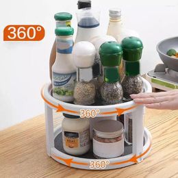 Kitchen Storage 360 Rotation Cabinet Turntable Organizer Spice Rack Drink Cosmetic PET Double Layer For Bathroom