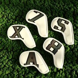 10Pcs High-end Gradients PU Leather Dustproof Covers Golf Club Head Covers Golf Iron Covers Protective Cover Golf Wedge Cover 240507