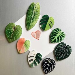 Fridge Magnets 8 common plant leaves acrylic refrigerant magnetic decorative patches simulated green H240516