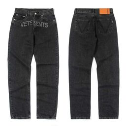 Vetements Jeans Brand Men's Jeans Men Women Street Jeasn High Quality Jacquard Embroidered Print Trousers Black Hiphop Straight Pants 4109 2368