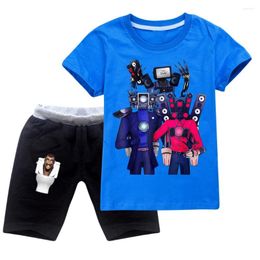 Clothing Sets Game Skibidi Toilet T Shirt Kids Summer T-shirt Sport Pants 2pcs Children's Baby Boy Clothes Girls Outfits