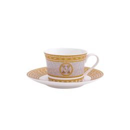 Top Bone China European Mug Creative Vintage Coffee Cups Gilt Edging Porcelain Gift Big Mark Tea Cup Plate Rack Set Home