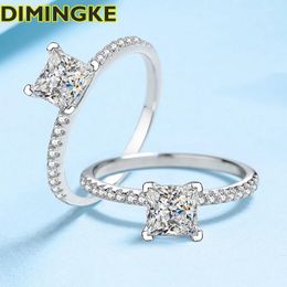 Cluster Rings DIMINGKE 1 2 CT Square D Crushed Moissanite Ring S925 Silver Women Fine Jewelry Wedding Party Birthday Gift