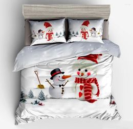 Bedding Sets Bedroom Decor Snowman Winter Christmas Printed Duvet Cover Bedspread For Adult Kids 2/3pcs Bedclothes