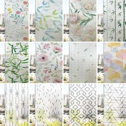 Window Stickers Electrostatic Plant Pattern Frosted Opaque Glass Protective Film Bathroom Heat Insulation