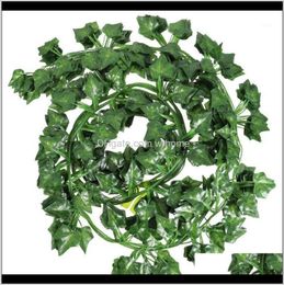 Decorative Flowers Wreaths Festive Party Supplies Garden12Pcs Fake Foliage Vines Hanging Simulation Ivy Leaves Rattan For Home O2490729