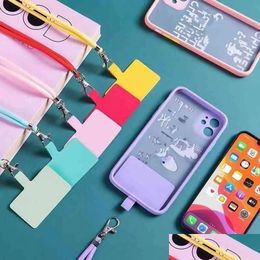 Cell Phone Straps Charms Adjustable Crossbody Patch Lanyards Mobile Strap Lanyard Nylon Soft Rope Charm Hanging Cord Back Sticker Drop Otxz4