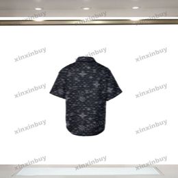 xinxinbuy Men designer Tee t shirt 2024 Italy Full Sky Star Letter Jacquard denim fabric short sleeve cotton women black blue Khaki Apricot XS-L