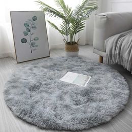 Carpet Plush circular carpet mat fluffy white for living room soft home decoration bedroom childrens salon thick pile 40/60cm H240516