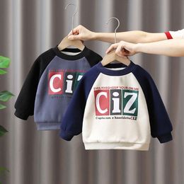 Boys Sweatshirts 2023 Autumn Winter Tops for Kids Letter Children Sweater Long Sleeve Baby T Shirt Outfits Teenager Clothing L2405