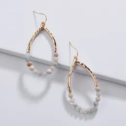 Dangle Earrings BOROSA Golden Plated Elegant Natural Gems Stone Drop Earring For Women Fashion Jades Beads Hoop Jewelry