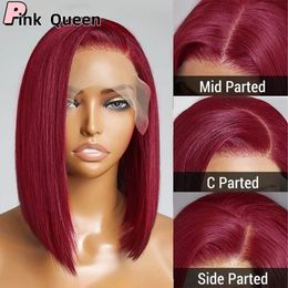 Red Short Bob Lace Front Wigs Human Hair Wigs 180 Density Bob Lace Wigs For Women Straight Brazilian hair