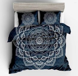 Bedding Sets Lotus Duvet Cover Set Bohemian Tattoo Style Mandala Abstract Flower Design Decorative 2/3 Piece & Pillowcase