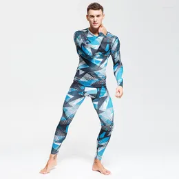 Men's Thermal Underwear Long Johns Winter Suit Compressed Camouflage Sports Warm Quick Drying Men Workout Clothes Set