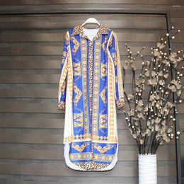 Ethnic Clothing African Dresses For Women 2024 High Quality Fashion Turn-down Collar Exquisite Pattern Printed Long Sleeve Elegant Lady