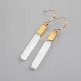 Dangle Earrings Selenite Long Bar Earring Golden Plated Natural Stone Piercing For Women Party Jewellery Accessories Wholesale