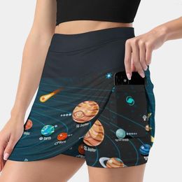 Skirts Solar System Women's Skirt Mini A Line With Hide Pocket Planet Orbit Scheme Concept Cosmos Sphere