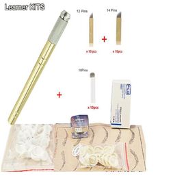 WholeEyebrow kit permanent makeup machine tattoo eyebrow tattoo microblading pen kits with 30pcs needle blade for learner use6761077