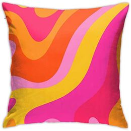Pillow Retro 70s Pink And Orange Swirls Case Square Pillowcase Soft Throw Cover Home Decor For Sofa Car