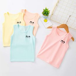 Summer 2024 Children Shirts Sleeveless Tops For Kids 2-10 Years Girls Tees Cotton Boys Undershirts Baby Bottom Clothing L2405