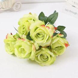 Decorative Flowers Table Decoration Faux Silk 7 Head Wedding Bouquet Simulation Rose Weeding Supply