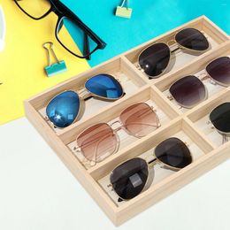Decorative Plates Wooden Rack Eyewear Display Case SunSunglasses For Glasses Sunglasses (6 Grids)