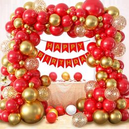 Party Balloons Red Gold Birthday Balloons Garland Arch Kit Birthday Party Decor Kids Wedding Birthday Party Supplies Favours Baby Shower Decor