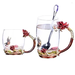 Mugs Boutique Enamel Colour Scented Tea Juice Heat-resisting Flower Receptacle Crystal Glass Coffee Cup Mother's Gift