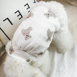 Dog Apparel Slip Dress Cute Bear Print Teddy Pet Cat Sling Household Clothes Spring And Summer Comfortable Soft Costume