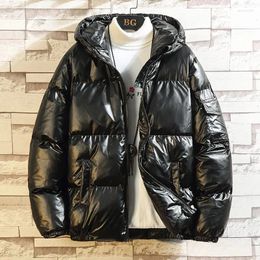 Women's Trench Coats 2024 Down Jacket Winter Glossy Silver/Black/Gold/Blue Hooded Parka Outwear Padded Female