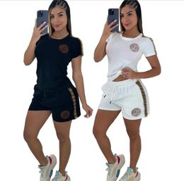 Women's Tracksuits 2024 Summer New Fashion Casual Short sleeved Shorts Women's Two Piece Set Designer Brand Women's Sports Set
