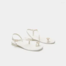 Sandals 2024 Summer Net Red Bohemian Roman Korean Versatile One Button Flat Shoes Flip Flops Crystal With Sandalias