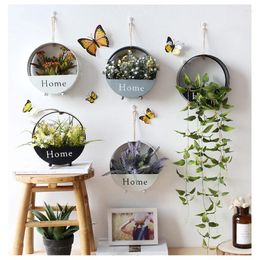 Decorative Plates IdYllife Wall Hanging Decor Flower Plant Storage Decoration Iron Pastoral Floating Shelf Store Shop Modern Nordic