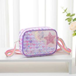 Backpacks 1 cartoon messenger bag suitable for children girls candy Colourful heart-shaped star cross shaped childrens cute travel outdoor coin storage d240517