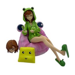 Action Toy Figures Anime Girl Replaceable parts Face swappable Girls Sitting ver Japanese Anime Action Figure PVC Collection 14cm box-packed Y240516