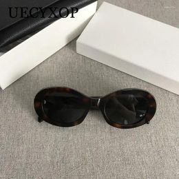 Sunglasses 2024 Retro Oval Women Vintage Fashion Brand Designer Sun Glasses Classic Leopard Black Lentes De Sol Mujer Uv400