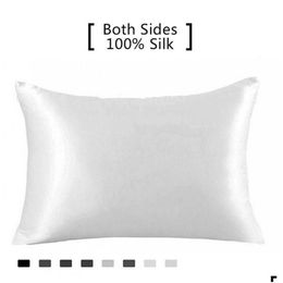 Pillow Case Silk Pillowcase Ice 100% Pure Natural Mberry Standard Size Cases Er D Drop Delivery Home Garden Textiles Bedding Supplies Othxp