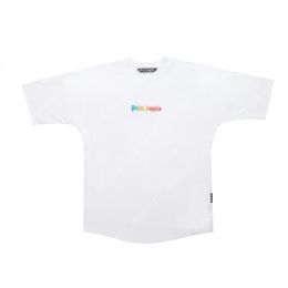 Palm 24SS Summer Rainbow Letter Printing Logo T Shirt Boyfriend Gift Loose Oversized Hip Hop Unisex Short Sleeve Lovers Style Tees Angels 2257 TUE