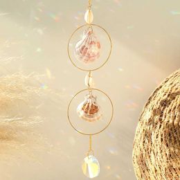 Decorative Objects Figurines Shells Sun Catcher Crystal Rainbow Prism Garden Decoration Catchers Light Real Conch Hanging Window Ornament H240516