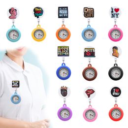 Pocket Watch Chain Black Mti Style 45 Clip Watches Nurse Fob With Second Hand Retractable Badge Reel Hanging Quartz Brooch Medical Han Otuhx