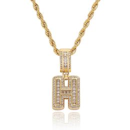 Designer necklace Hip hop small crystal sugar zircon 26 English letters pendant gold-plated necklace gold and silver two color Fried Dough Twists chain.