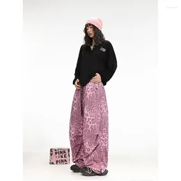 Women's Pants Stretchy High Waist Women Casual 2024 Summer Street Hip Hop Embroidery Tie Dye Straight Baggy Fashion Wide Leg Trouser