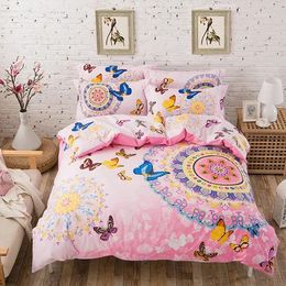 Bedding Sets UNIHOME COTTON Bohemian Boho Style Pink Butterfly Set Girlsbutterfly Cartoon Print Giraffe Duvet Cover Bed Linen