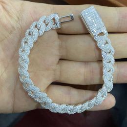HQ GEMS 7 Inch 10Mm Micro Prong S Sliver White Iced Out VVS Diamond Moissanite Cuban Link Bracelet