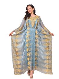 Ethnic Clothing Eid Muslim Dress for Women Abaya Dress 2 Piece Set Sequins Jalabiya Morocco Party Dresses Dubai Abayas Islam Vestidos Long Robe T240515