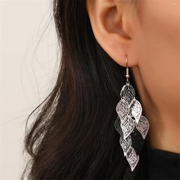 Hoop Earrings Vintage Drop Retro Leaf Design Match Daily Outfits Party Accessories Tribal Jewellery For Cool Lady Street Snap Decor