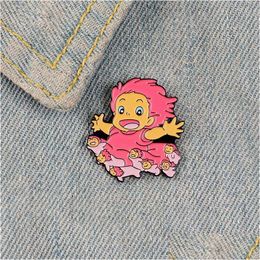 Pins, Brooches Cute Small Cartoon Pretty Girl Funny Enamel Pins For Women Kids Demin Shirt Decor Brooch Pin Metal Kawaii Badge Fashio Dhdo2