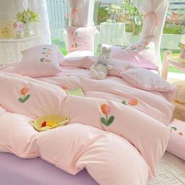 Bedding Sets INS Floral Duvet Cover Set Cute Strawberry Children Grils Comforter And Flat Sheet Pillowcase Twin Full Size Linen
