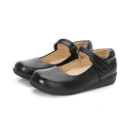 2023 New Black Uniform School Girls Hook & Loop Versatile Soft Children Fashion Leather Shoes for Party Classic Korean L2405 L2405