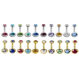 Navel & Bell Button Rings 20Pieces 14G 316Lstainless Steel Assorted Colours Curved Belly For Women Naval Screw Body Jewellery Stud Drop Dhrml